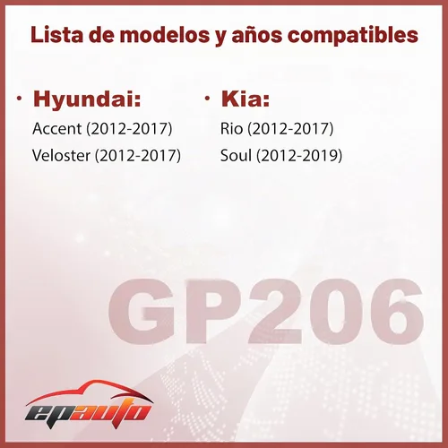 Vista 2 de EPAuto GP206 (CA11206) Filtro de aire de repuesto para Hyundai Accent (2012-2017), Veloster (2012-2017), compatible con Kia Rio (2012-2017), Soul