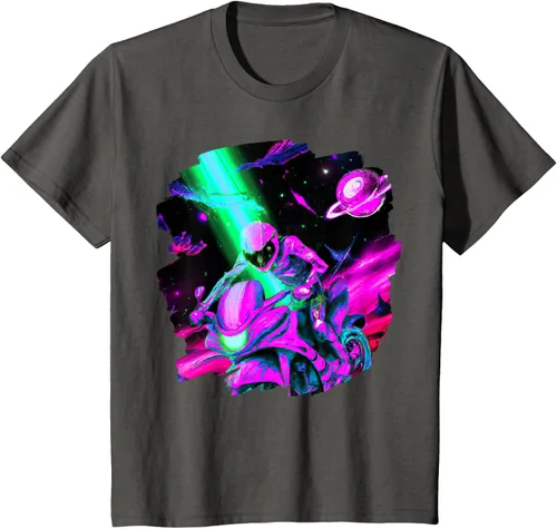 Vista 40 de Camiseta de motociclista espacial para motociclista astronauta, Negro, S