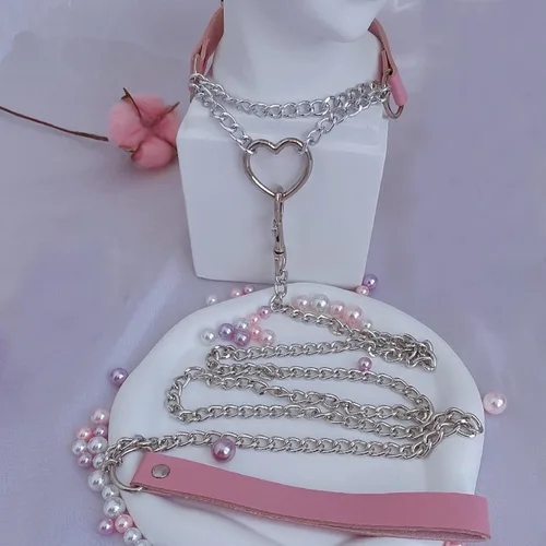Vista 6 de Tosmifairy Conjunto de joyas sexys, collar y correa para mujeres, damas, mascotas