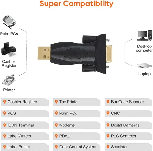 Vista 6 de CableCreation Adaptador USB a RS232 con chip PL2303, convertidor USB a DB9 serie hembra compatible con Windows 10, 8.1, 8, 7, Vista, XP, Linux y Mac
