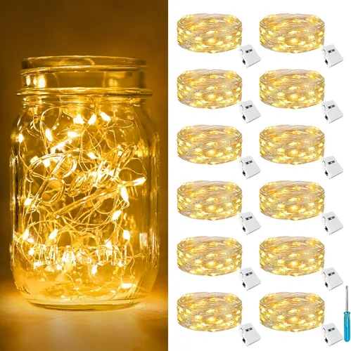 Vista 37 de btfarm - Paquete de 6 luces de hadas con pilas, luces parpadeantes con 3 modos