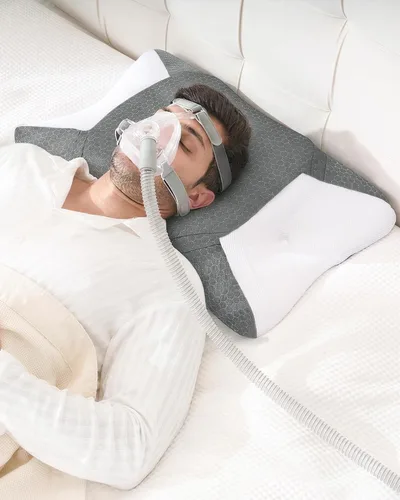 Vista 10 de Elviros HSA/FSA CPAP Almohada para dormir de lado, almohada ajustable para la apnea del sueño Gris oscuro