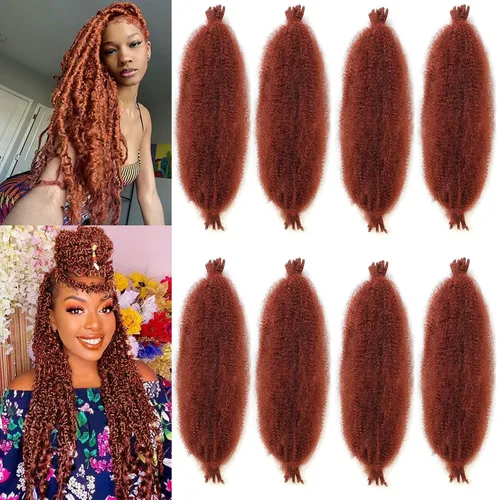 Vista 11 de Cabello de Envoltura Pre-Esponjado de 8 Pulgadas, 3 Paquetes, Cabello Afro Twist Pre-Separado Elástico para Locs, Cabello Afro Twist Negro Natural