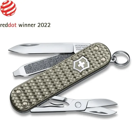 Vista 3 de Victorinox Classic SD Precious Alox Swiss Army Cuchillo compacto de 5 funciones de fabricación suiza con hoja pequeña, destornillador y llavero