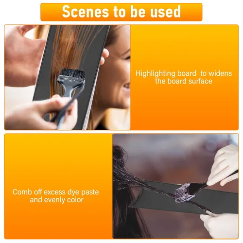 Vista 7 de Plplaaoo Tabla de balayage con dientes, 2 piezas de tablero de reflejos para teñir y colorear, tablero de aluminio negro para teñir el cabello
