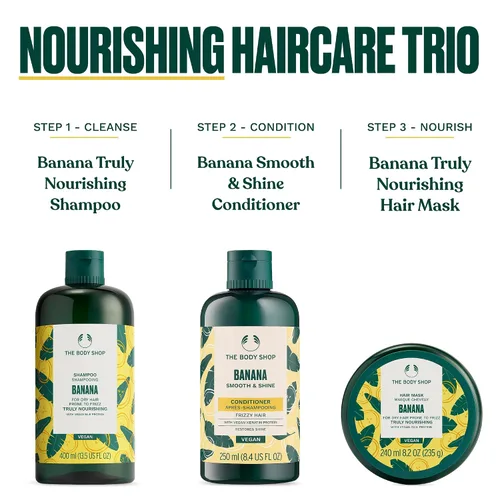 Vista 6 de The Body Shop Banana Truly - Mascarilla nutritiva para el cabello, 8.2 onzas líquidas (vegana)