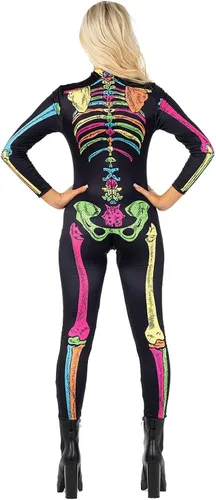 Vista 5 de Morph Disfraz de esqueleto para mujer disfraz de esqueleto para mujer disfraz de Halloween para mujer