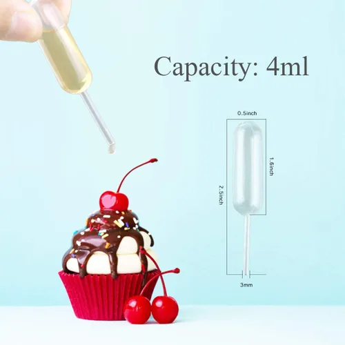 Vista 5 de moveland Jeringas de plástico para cupcakes de 0.1 fl oz, 50 inyectores de líquidos desechables, cuentagotas de transferencia para fresas, cupcakes