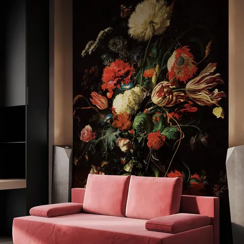 Vista 8 de Zeeko Murales de pared florales oscuros para despegar y pegar, 59 pulgadas de ancho x 98 pulgadas de alto, papel tapiz de flores 3D vintage
