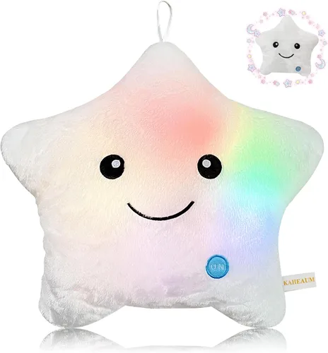 Vista 13 de Glow Star - Almohada con luz LED de noche, animales de peluche para niñas y niños, almohadas de peluche para adultos y niños, para fiestas