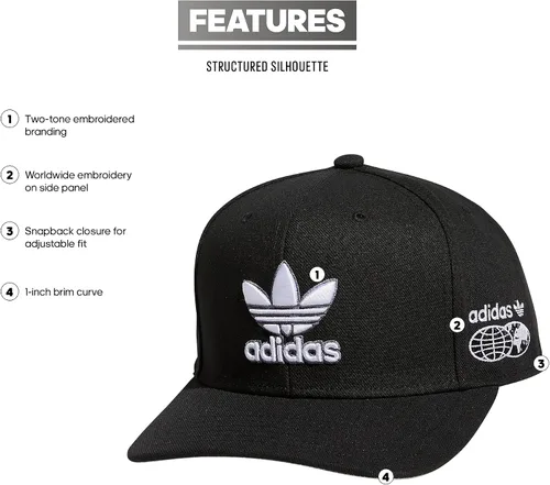 Vista 2 de adidas Originals Sombrero de ajuste ajustable estructurado moderno para hombre