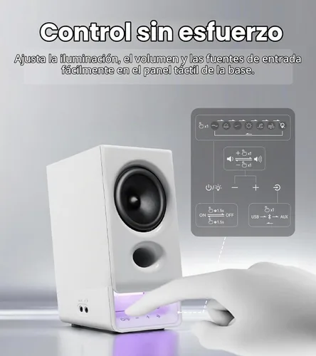 Vista 6 de Edifier Altavoces R20BT para computadora, controles táctiles, entradas AUX Blanco