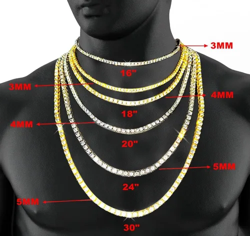 Vista 5 de HH BLING EMPIRE - Cadena de tenis con diamantes de imitación para hombres y mujeres, cadenas de tenis y eslabones cubanos de 18 a 30 pulgadas