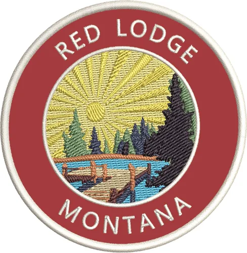 Vista 3 de Lake Dock - Red Lodge - Montana - Parche decorativo bordado de 3.5 pulgadas, para planchar o coser, para vacaciones, aventura, tema novedoso