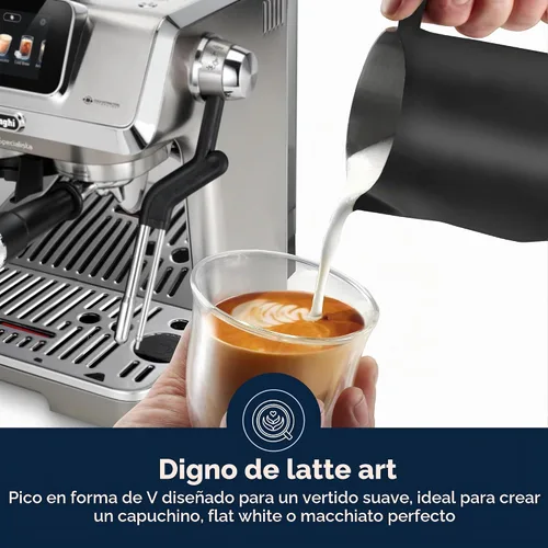 Vista 3 de De'Longhi Jarra espumadora de leche, acero inoxidable negro mate, 17 onzas