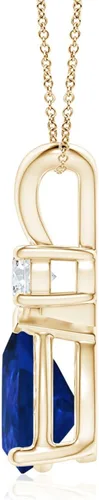 Vista 201 de Angara Colgante de lágrima de zafiro azul natural con diamante en plata/oro macizo de 14 quilates/platino Cumpleaños, compromiso, aniversario