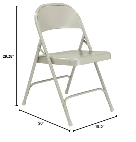 Vista 2 de National Public Seating Silla estándar plegable de acero con tapizado de vinilo. caja x 4, Gris, 4