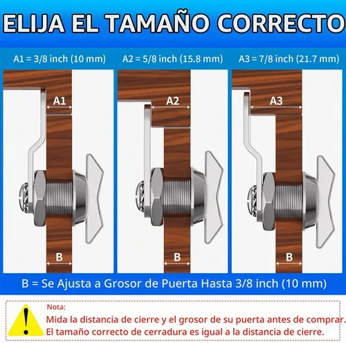 Vista 2 de BEBOBLY Cerradura de leva desplazada de 5/8 pulgadas, 5 compartimentos sin llave para RV, pestillo de cajón de buzón de gabinete, cilindro