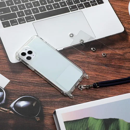 Vista 5 de Marspark 8 piezas de cordón de teléfono parche universal para teléfono correa de plástico para teléfono con anillo de metal compatible con teléfono