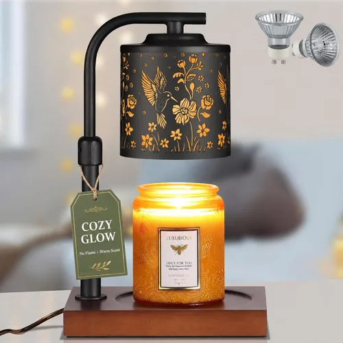 Vista 13 de Mocosa Lámpara Calentadora de Velas con Temporizador y Atenuador, Calentador Eléctrico de Cera para Velas de Tarro, Regalos de Navidad y Cumpleaños