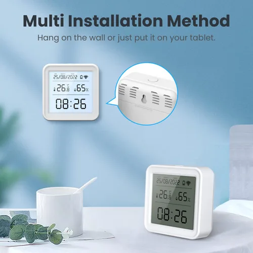 Vista 6 de Sensor de temperatura y humedad WiFi: higrómetro digital inalámbrico para interiores con alertas de aplicación y pantalla de retroiluminación