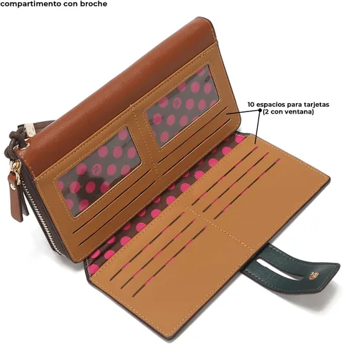 Vista 4 de Nicole Lee Cartera plegable con solapa y correa de muñeca desmontable, cartera de mano de noche, múltiples tarjeteros y ventanas de identificación