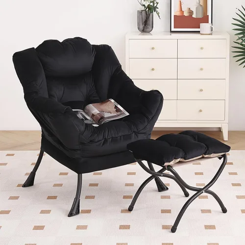 Vista 10 de Furlide - Silla perezosa con otomana, silla moderna con reposapiés plegable, silla de acento de salón, silla de lectura cómoda, sillones grandes