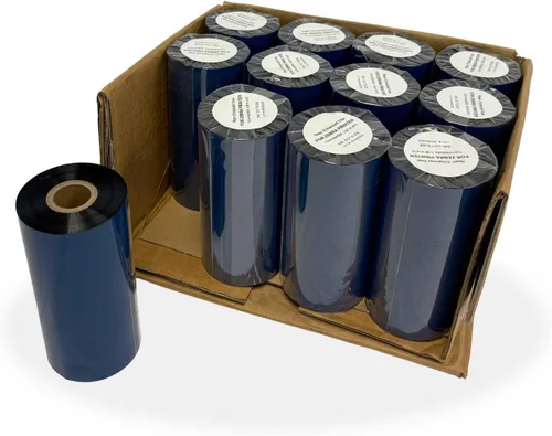 Vista 12 de Wolfbarco 1 Roll 1.57" x 1476' 40mm x 450m Premium Resin-Enhanced Wax Ribbon, Black Barcode Thermal Transfer Ribbon 1" Core Coated Ink Outside (CSO)