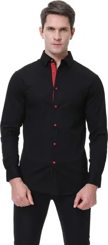Vista 4 de SAMERM Camisa de vestir para hombre, ajuste regular, manga larga, con botones, para hombre (S-2XL)