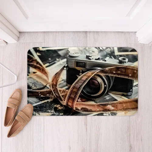 Vista 29 de Homewish Theater Cinema Poster Bathroom Rugs,Retro Movie Non Slip Bath Mat Popcorn Bathroom Indoor Floor Mats,Movie Night Shaggy Absorbent Bathtub
