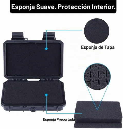 Vista 2 de Lykus HC-1710 Mini caja seca rígida con inserto de espuma, tamaño interior 6.54x3.94x1.46 pulgadas, IP66 a prueba de salpicaduras