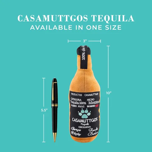 Vista 4 de Haute Diggity Casamuttgos Tequila, Juguetes de felpa para perros de diseñador con silbato interactivo, enriquecimiento estimulante para mascotas