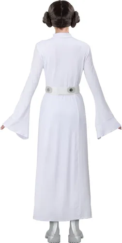 Vista 3 de NIHONCOS Disfraz de Halloween para mujer, vestido largo medieval blanco, conjunto completo con cinturón, accesorios de fiesta de cosplay