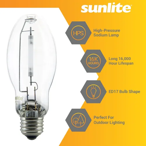 Vista 3 de Sunlite 03600-SU LU35/MED - Bombilla de sodio de alta presión, 35 vatios, ED17/MED, base media (E26), código ANSI S76, 2250 lúmenes, 16000 horas