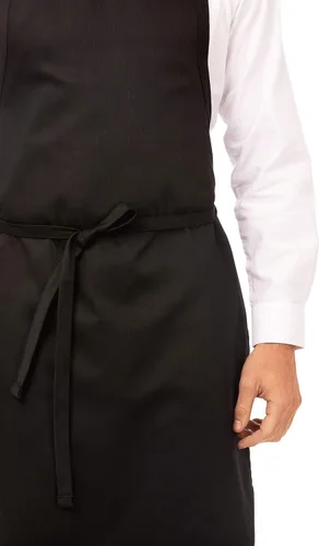 Vista 2 de Chef Works Delantal con pechera unisex sin bolsillos, Negro