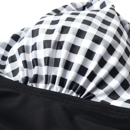 Vista 83 de RXRXCOCO - Traje de baño fruncido de una pieza, con cuello en V, para mujer, con control de abdomen y cuello halter