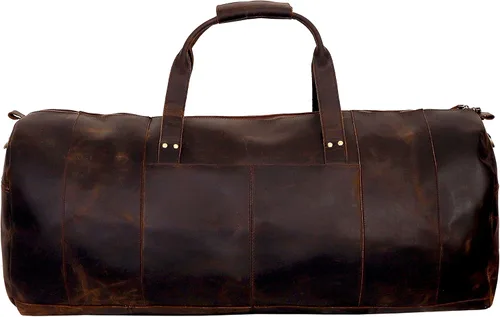 Vista 5 de Bolsa de lona grande de cuero, bolsa de viaje grande para gimnasio, deportes durante la noche, bolsa de fin de semana, viaje, durante la noche