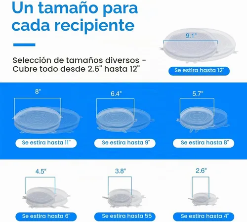 Vista 2 de 14 tapas elásticas de silicona reutilizables de alta calidad para almacenamiento de alimentos, fundas elásticas flexibles y resistentes al calor