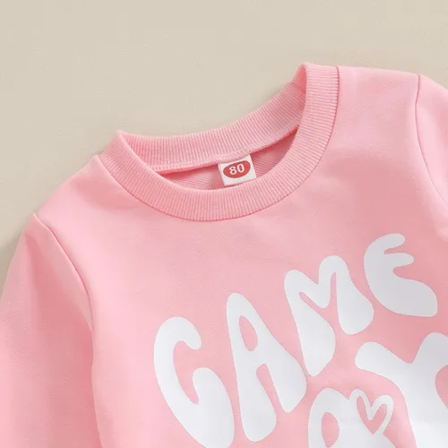 Vista 4 de Traje de San Valentín para niña pequeña, sudadera roja con estampado de campana, ropa de San Valentín