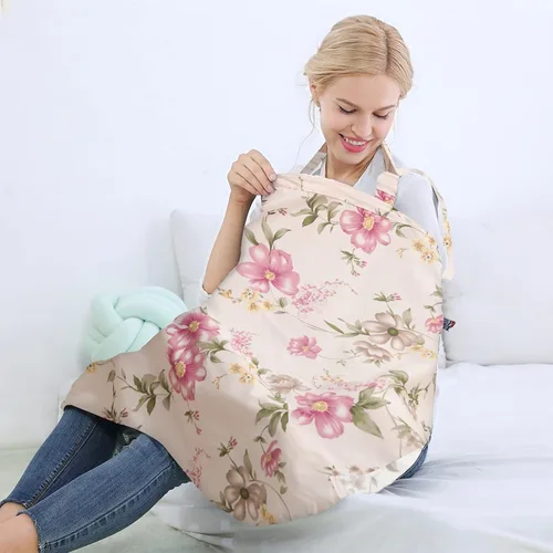 Vista 3 de Insular Funda de lactancia para lactancia materna, funda de alimentación infantil, delantal de algodón transpirable para privacidad, begonia rosa