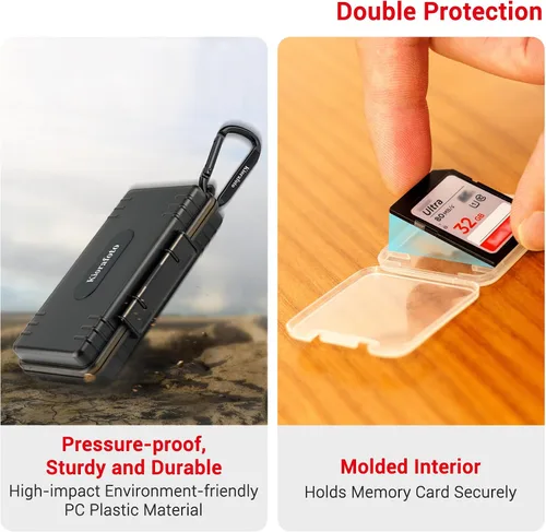 Vista 5 de Funda para tarjetas SD de 36 ranuras con 36 fundas individuales de plástico transparente para 36 tarjetas SD SDXC SDHC, resistente al agua