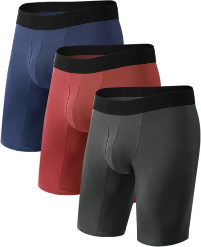 Vista 11 de BAMBOO COOL Ropa interior tipo bóxer largo para hombres de rendimiento con pierna larga para deportes MultiPack