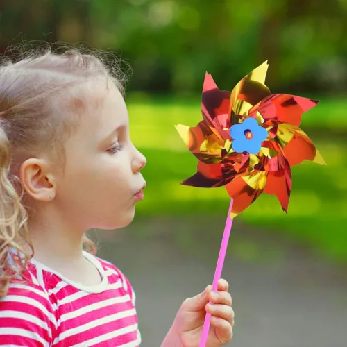 Vista 4 de 50pcs Molinete plástico del arco iris para los niños juguete jardín césped