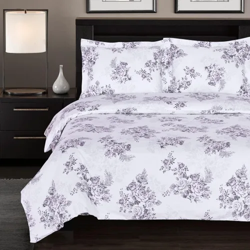 Vista 8 de Royal Hotel Bedding Agnes - Juego de funda de edredón floral de 3 piezas, tamaño King/Cal-King, 100% algodón, 300 hilos de algodón