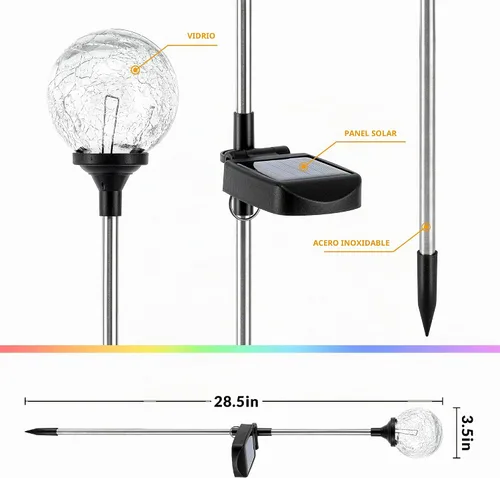 Vista 5 de SOLPEX Paquete de 3 luces solares de jardín, luces solares decorativas para exteriores, luces solares de globo impermeables para patio y Navidad