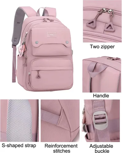 Vista 4 de JiaYou Mochila Casual para Adolescentes, Niñas, Mochila para la Escuela Secundaria, Mochila Diaria, para Mujeres, Bolsa de Viaje para Portátil, 1#