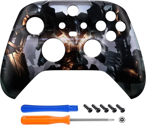 Vista 3 de eXtremeRate Carcasa de repuesto para controlador Xbox Series X y S - Da rienda suelta a tu estilo - Cubierta frontal blindada Mercenary