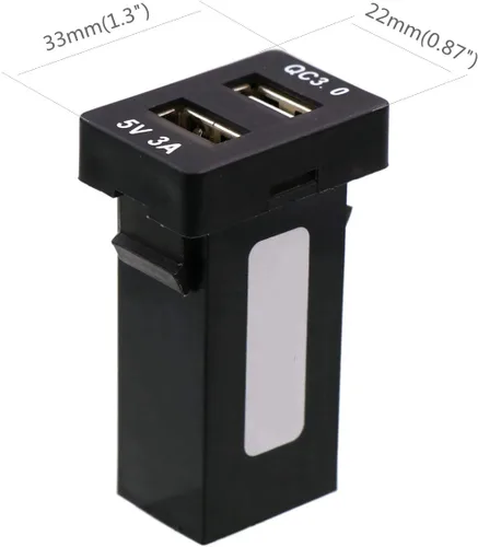 Vista 2 de QC3.0+5V 3A Dual USB Power Socket, Cargador de Coche de Carga Rápida Adaptador USB para Teléfono Inteligente PDA Android GPS Uso para Toyota