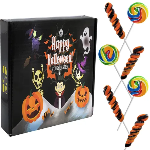 Vista 3 de Fruidles Paleta variada de remolinos de Halloween, sabor a fruta mixta, envuelta individualmente (paquete de 12)
