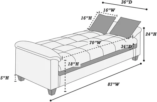 Vista 2 de KEVINSPACE Sofá cama modular de 84 pulgadas con asiento de almacenamiento, juego de sofá para sala de estar, sofá de estilo moderno y minimalista